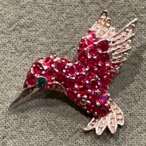 Vibrant Red and Gold Bird Brooch 1.25”x1” - EUC
